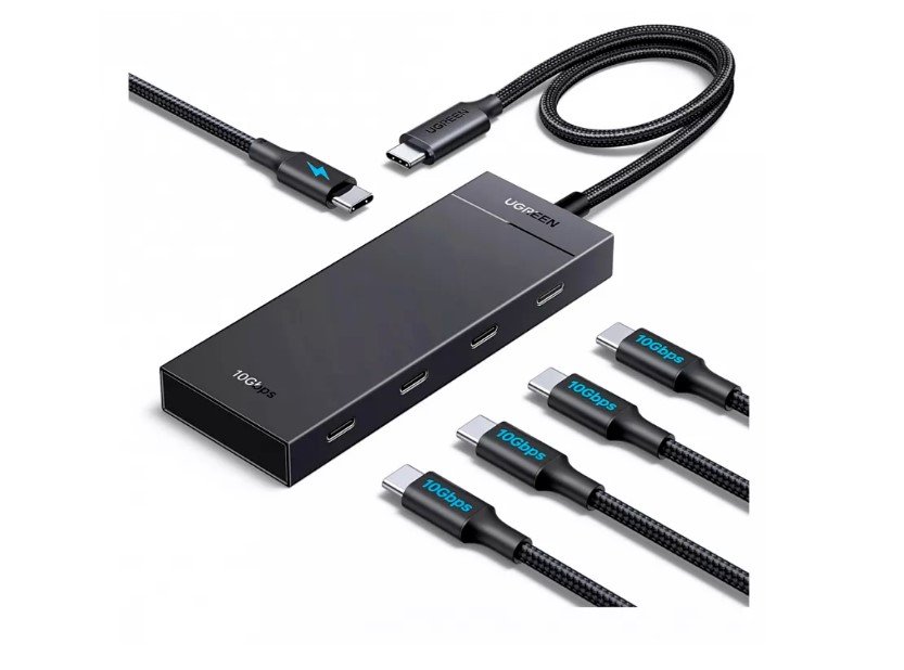 Хаб UGREEN CM806 (55334) 5-in-1 USB-C 10Gbps To 4xUSB-C 3.2 Hub With PD Black