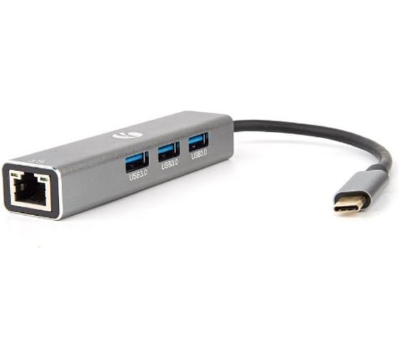 USB-концентратор VCOM DH311A USB 3.1 Type-C(M)--RJ-45+3*USB 3.0(f) Aluminum Shell (1/150)