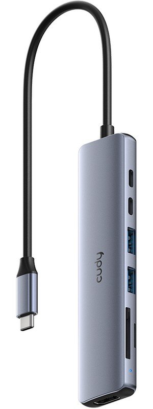 Концентратор Cudy UH407 USB-C 7 в 1 с поддержкой HDMI 4K и слотами для карт памяти SD и TF