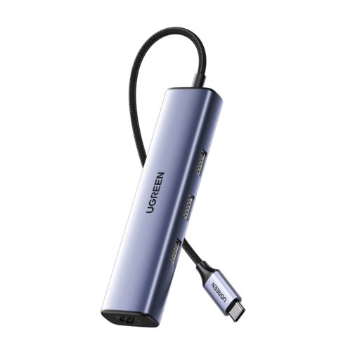 USB Hub UGREEN CM475 60600 Type C to 3*USB 3.0 + RJ45 gigabit Converter without power port