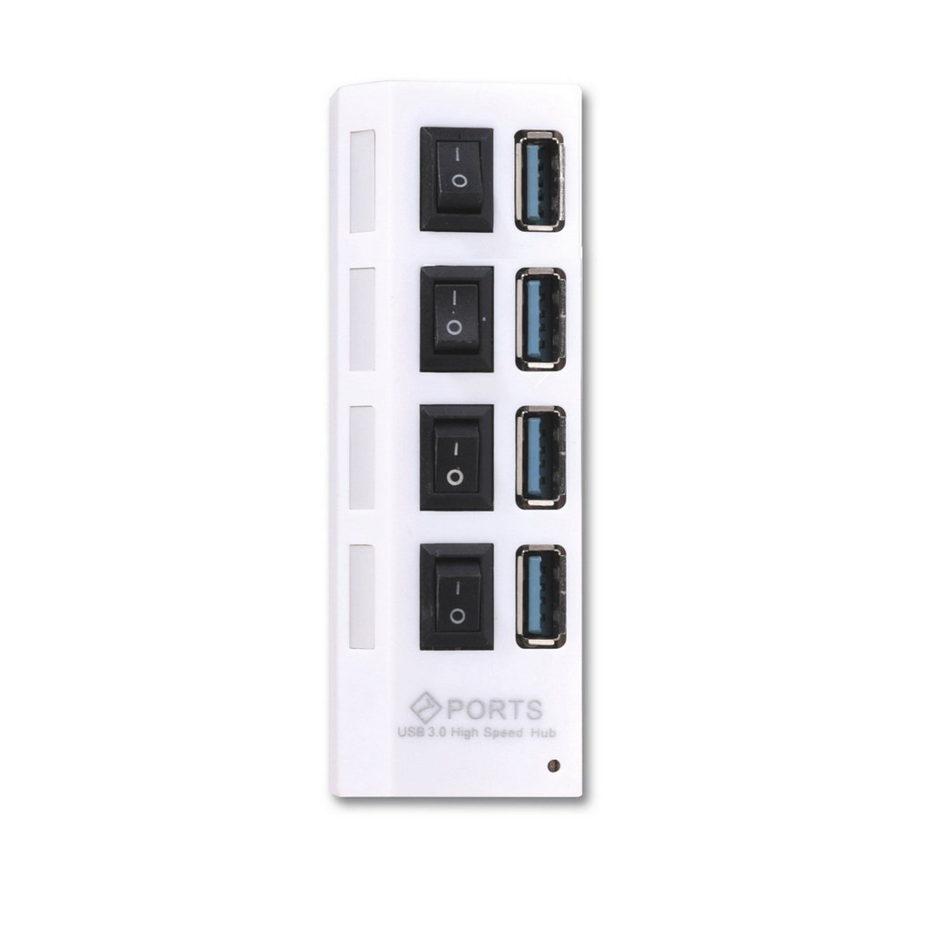 Концентратор-USB (хаб) USB 3.0 SMARTBUY хаб с выключателями, 4 порта, СуперЭконом, белый (SBHA-7304-W) (1/40)