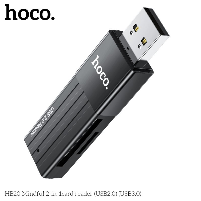 Переходник HOCO HB20 Mindful 2-in-1card reader USB2.0 (черный)