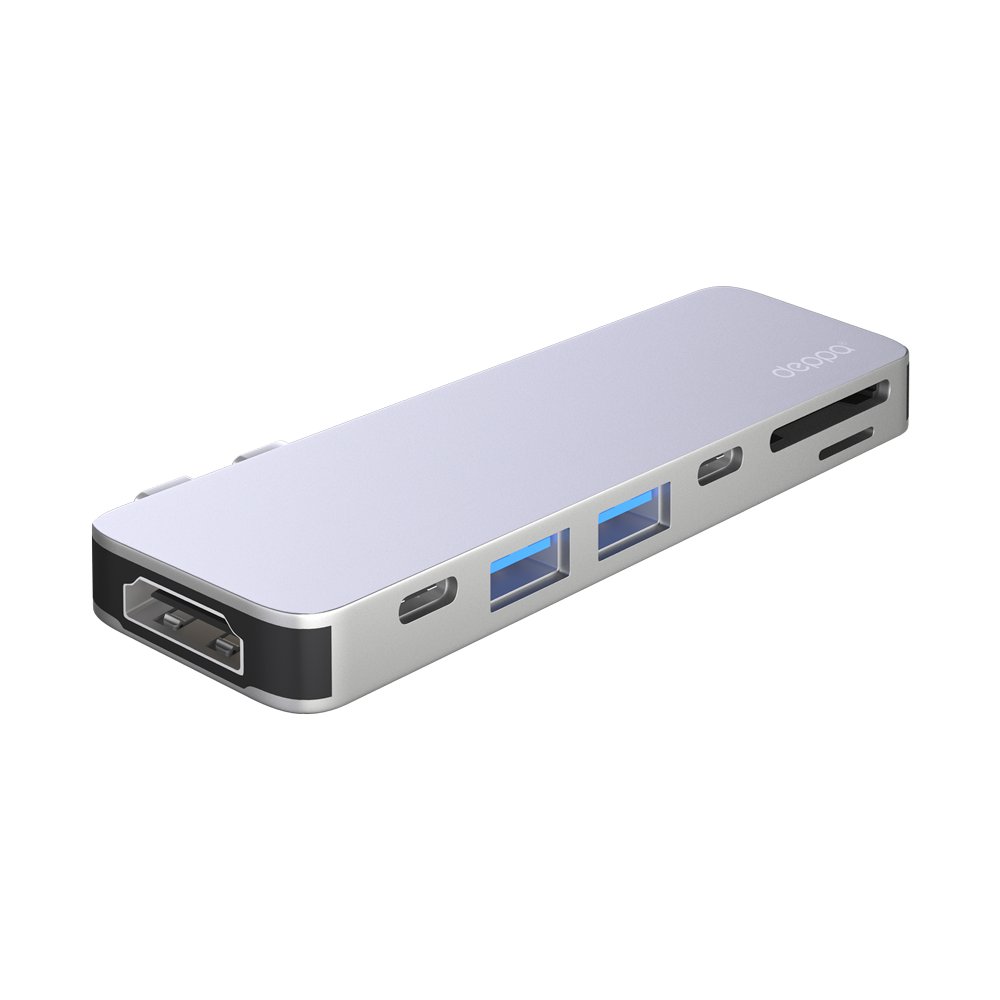 USB-C адаптер для MacBook 7-в-1, серебро, DEPPA, 73122
