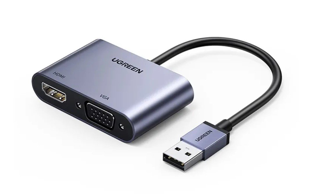 Адаптер UGreen CM449 (20518) USB 3.0 to HDMI+VGA Card 1080P серый