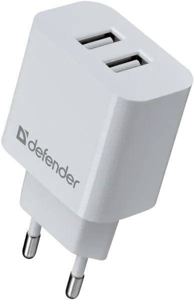 Адаптер сетевой Defender UPA-22, белый, 2xUSB, 2.1А (1/50)