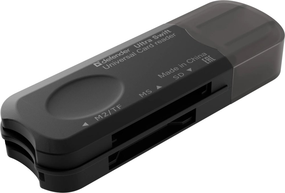 Картридер DEFENDER Ultra Swift (Ультра Свифт) интерфейс USB 2.0, 4 слота для карт (1/100)
