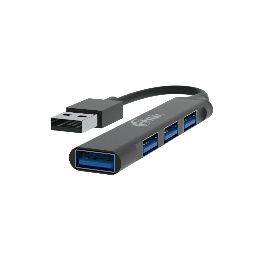 USB-концентратор RITMIX CR-4400M,USB3.0;1xUSB3.0+3xUSB2.0, каб.9.5см,корп.алюм.сплав (1/204)