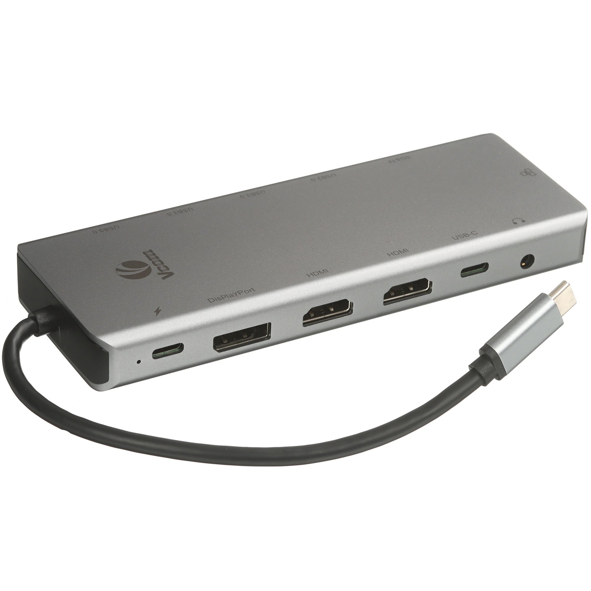 USB-концентратор TypeC -->(2HDMI+DP)4K*60Hz+3USB3.0+TC+USB2.0+RJ45+SD+TF+PD+audio+TCадаптер, VCOM <4706> (1/100)