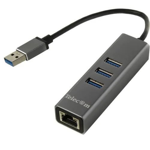 USB-концентратор USB 3.0 -->RJ-45 1000Mbps +3 USB3.0, Aluminum Shell, 0.2м Telecom <TA311U> (1/140)