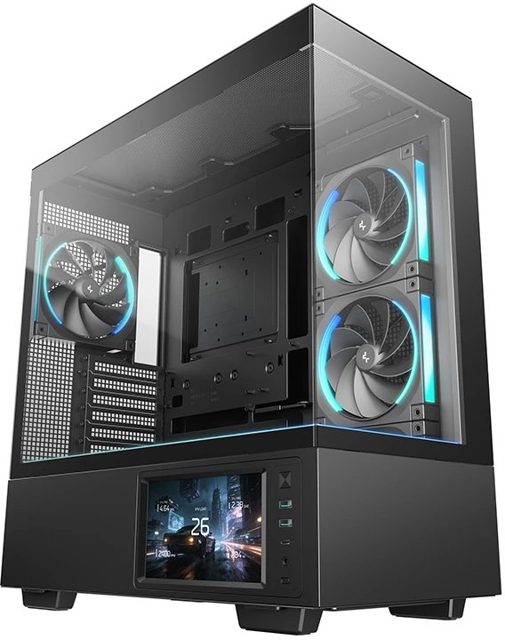 Корпус DeepCool CH690 LCD (r-ch690lcd-bknna0d-g), ATX, без БП, черный