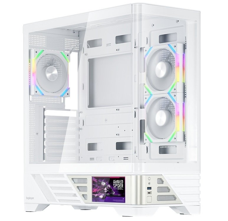 Корпус 1STPLAYER MC8 White (MC8-WH-2FH7R-W-1FH7-W-HUB3) / ATX / 5.5" LCD display / 3x120mm ARGB fans hub