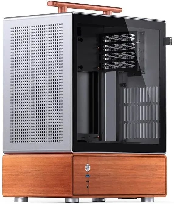 Корпус JONSBO T7 Silver без БП, боковая панель из закаленного стекла, mini-ITX, micro-ATX, серебристый