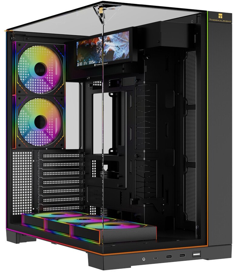 Корпус Thermalright TR-A70 Vision Fan5-M (TRA70VF5MB) / Black / TG / 5x120mm ARGB PWM Fans / ARGB Strip / 9.16'' LCD screen / USB Type-C / ATX