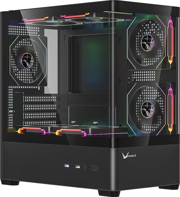 Корпус Formula Crystal U1M черный без БП mATX 1xUSB3.0 1xUSB3.1 audio bott PSU