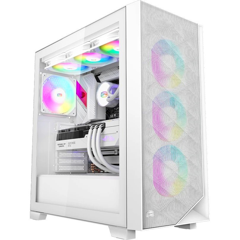 Корпус PcCooler C3D510 WH ARGB без БП, Tempered Glass Full Tower, White, TG, 0.7 SPCC, 3x120mm E-ATX, ATX, mITX 170/390/410mm 2x2.5", 7xPCI