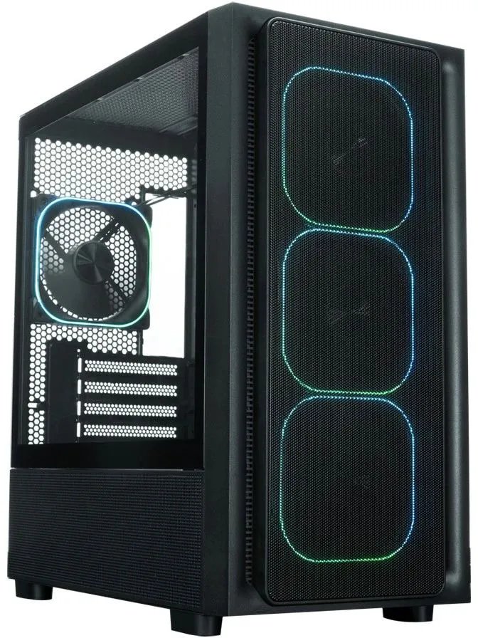 Корпус XASTRA A411M 4ARGB-FG Black (A411M-4FG12A) mATX/Mesh /ScrewlessTG+mesh panel/ 4x120mm ARGB PWM FG fans