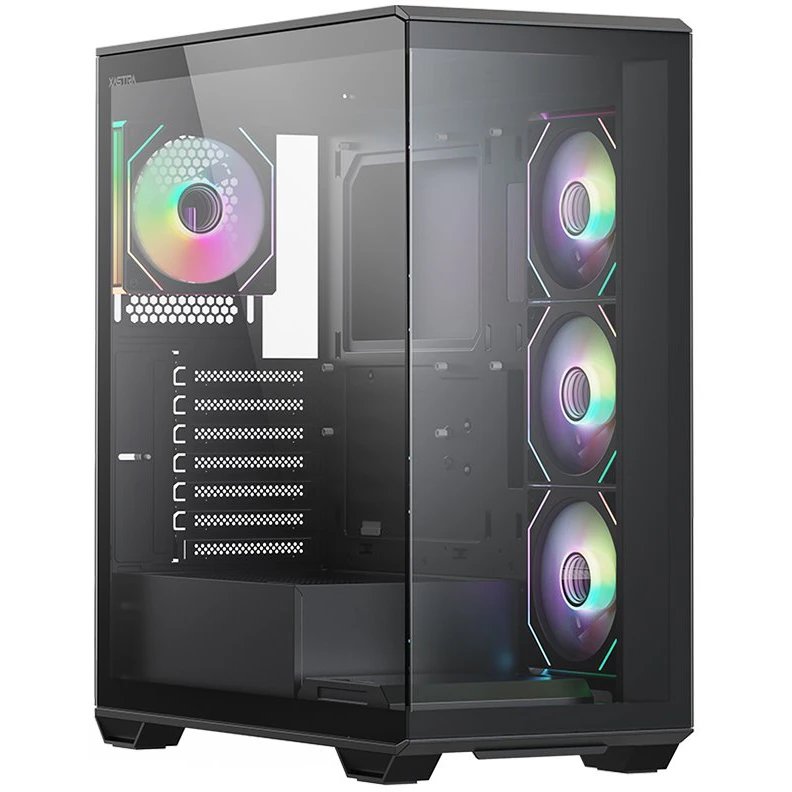 Корпус XASTRA Q600 4ARGB-C10-UC Black (Q600-4FM12A-C10-UC) ATX/Aquarium/Screewless/3x120mm ARGB PWM FM fans/Argb+PWM HUB 10port/Type C