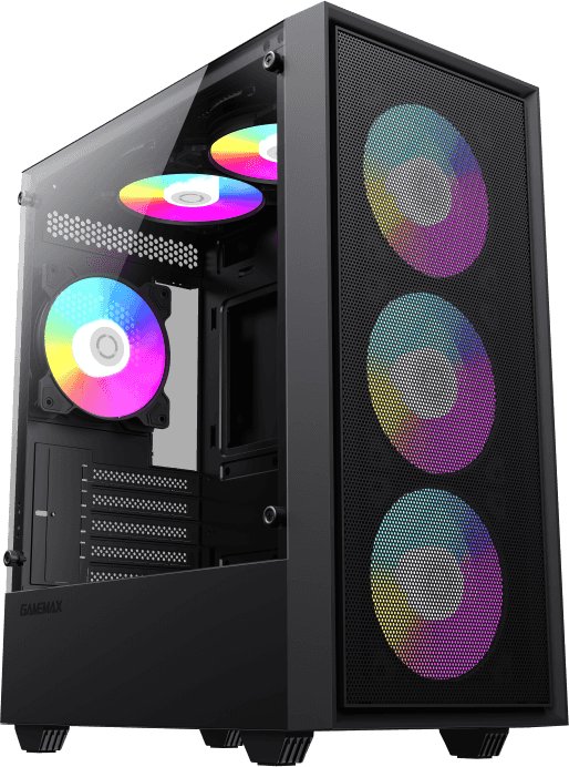 Корпус GameMax Storm BK mATX, black, w/o psu, w/1xUSB3.0+2xUSB2.0, Combo Audio, w/1x12cm FRGB rear fan