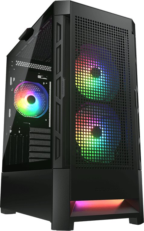 Корпус Cougar Airface RGB Black, 2х140mm + 1x120mm ARGB Fan, ARGB Fan Hub, без БП, черный, ATX