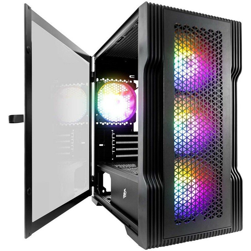 Корпус 1STPLAYER Trilobite T3 T3-BK-4F1 Black mATX TG 4x 120mm LED fans inc