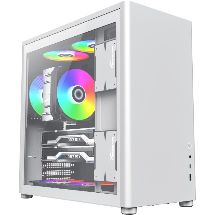 Корпус GameMax Spark Pro Full White ATX case, w/o PSU, w/1xUSB3.0+1xType-C, 1xCombo Audio
