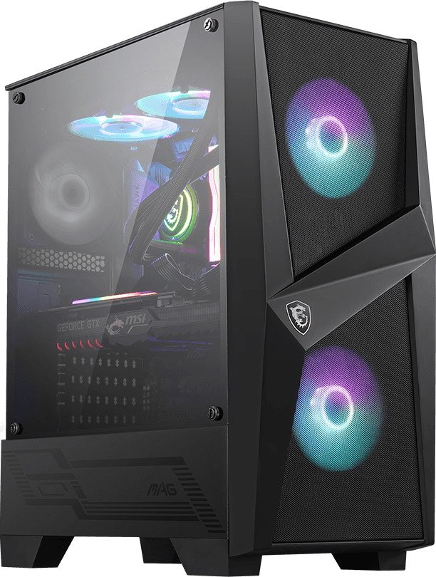 Корпус MSI MAG Forge 100R / mid-tower, ATX, tempered glass side panel / 2x A-RGB 120mm & 1x 120mm fans inc