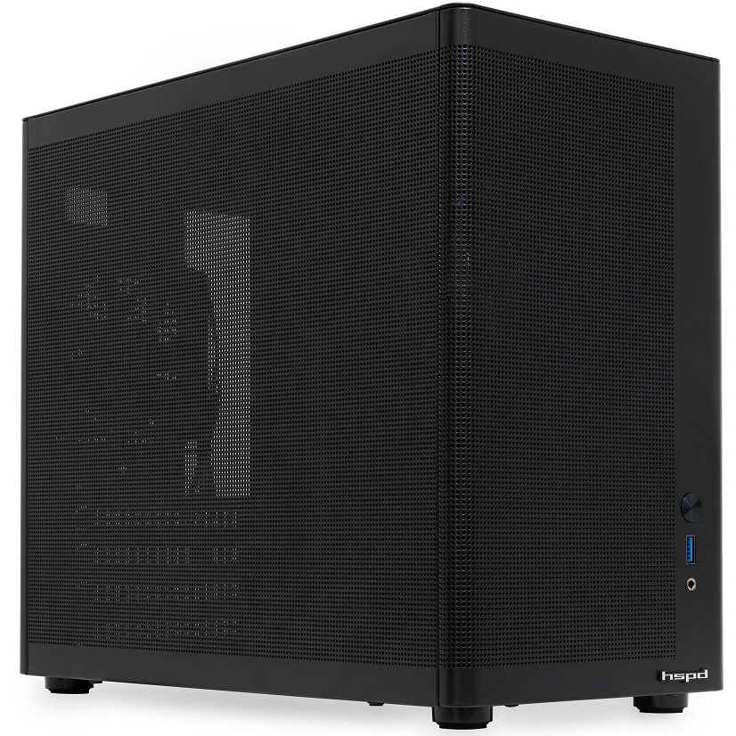 Корпус HSPD M210 (M210-MBK), без БП, Mesh Mid Tower, Black, 0.7 SPCC, 1x90mm mATX, mITX 140/280/150mm 1x2.5", 4xPCI 1xUSB-A 3.0 302x168x350mm