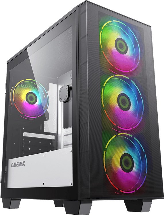 Корпус GameMax Mini Aero H607 (ATX,Черн.,USB3.0, Зак.стекло, 3*120мм. RGB, сет.фильтр, без БП)