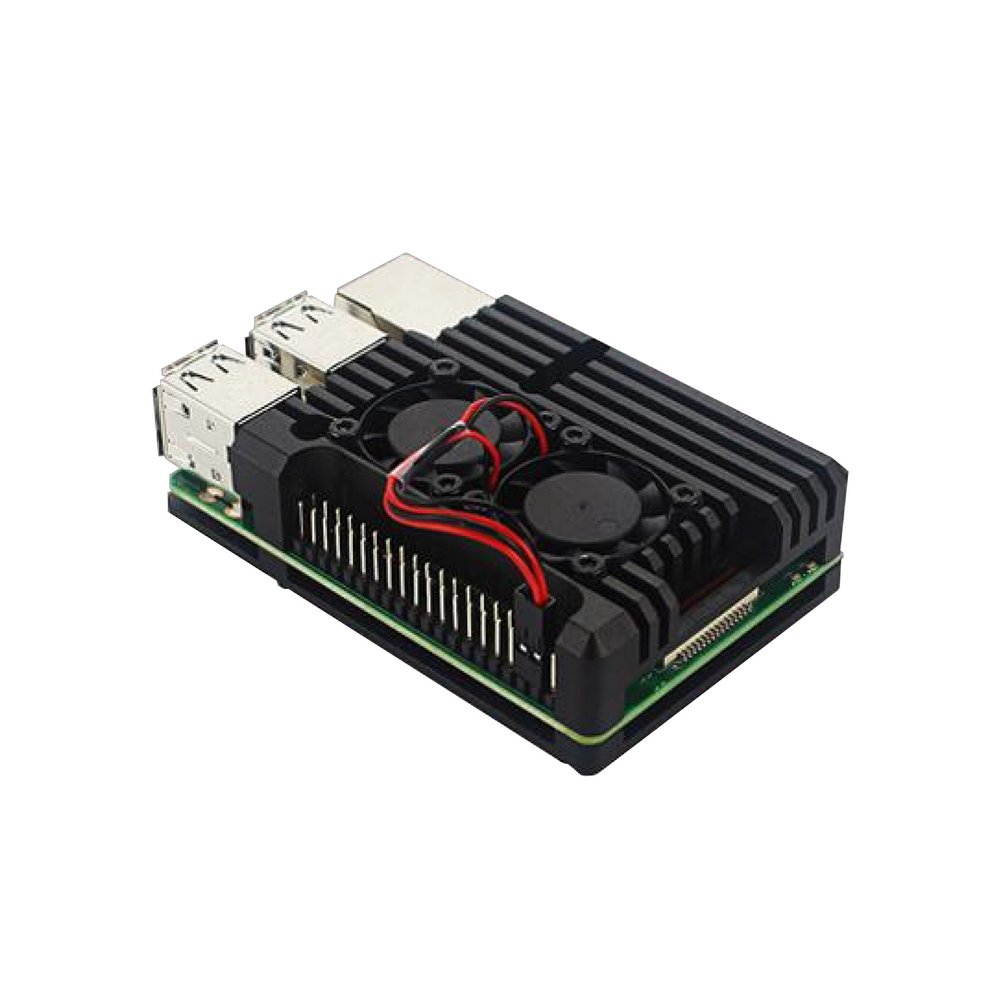 Корпус ACD RA458 Black Metal Aluminum Case with double Fans for Raspberry Pi 3B/3B+