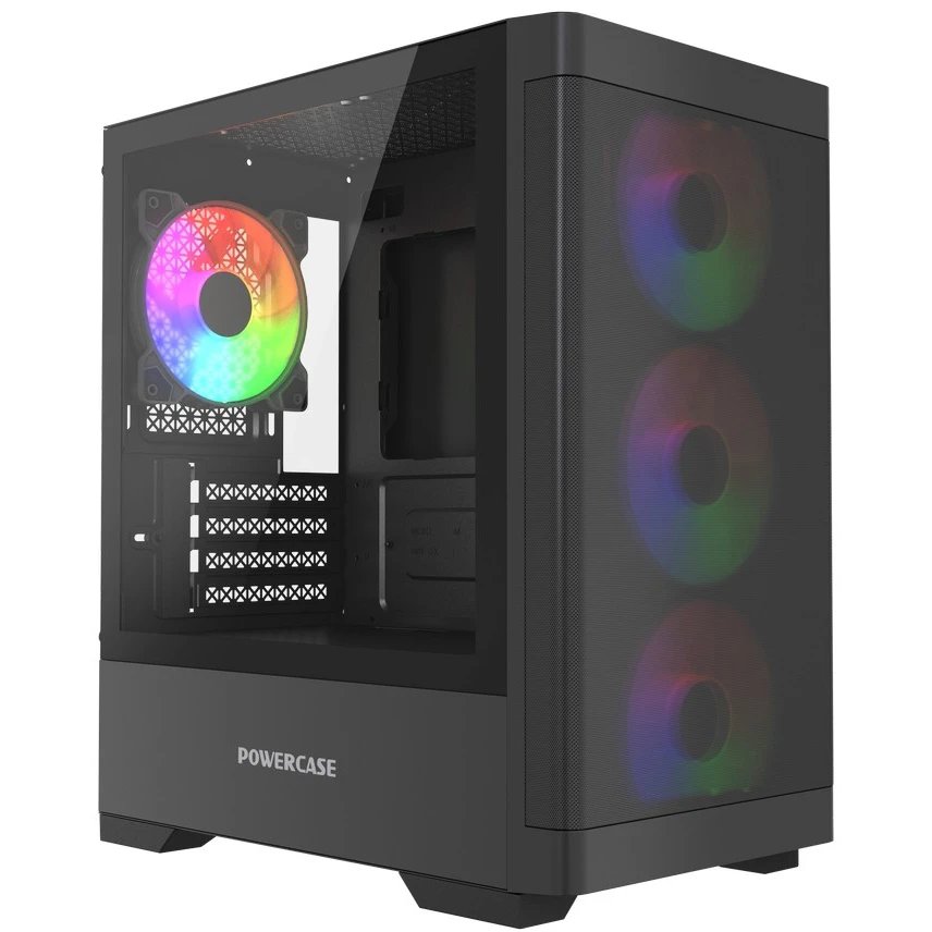 Корпус Powercase Mistral Micro A13B (CMMA13B-L4), Tempered Glass, 4x120mm FRGB fan, чёрный, mATX
