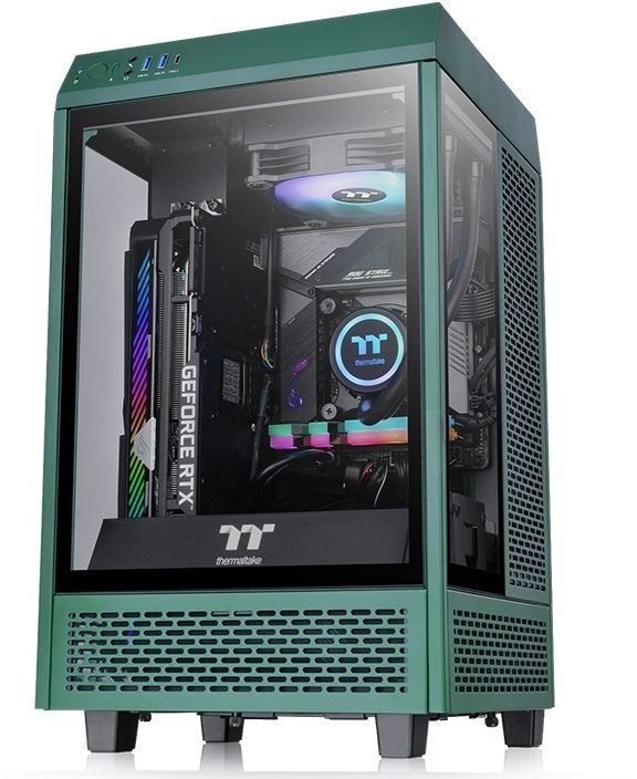 Корпус Thermaltake The Tower 100 Racing Green CA-1R3-00SCWN-00 черный без БП miniITX 1x120mm 3x140mm 2xUSB3.0 audio bott PSU