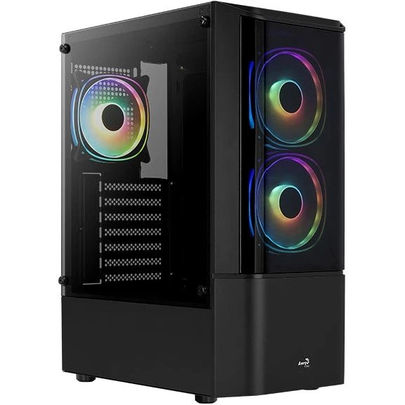 Корпус AEROCOOL Quantum-G-BK-v2 (4710562758511) Miditower ATX, micro ATX, mini-ITX W/PSU 7x12cm Fan (1 предустановлен) черный с окном