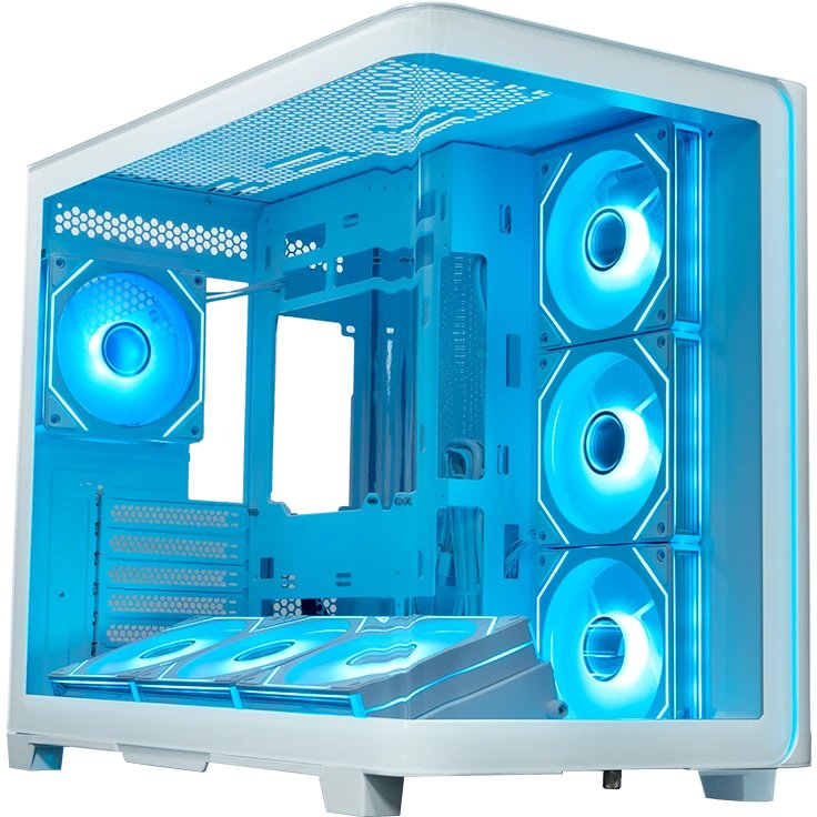 Корпус XASTRA QR600 7ARGB C10-UC (QR600-7FM12A-C10-UC-L-WH) White ATX/Aquarium/Curve Glass/Led Strip/ 7x120mm ARGB PWM FM fans/ Argb+PWM HUB 10port
