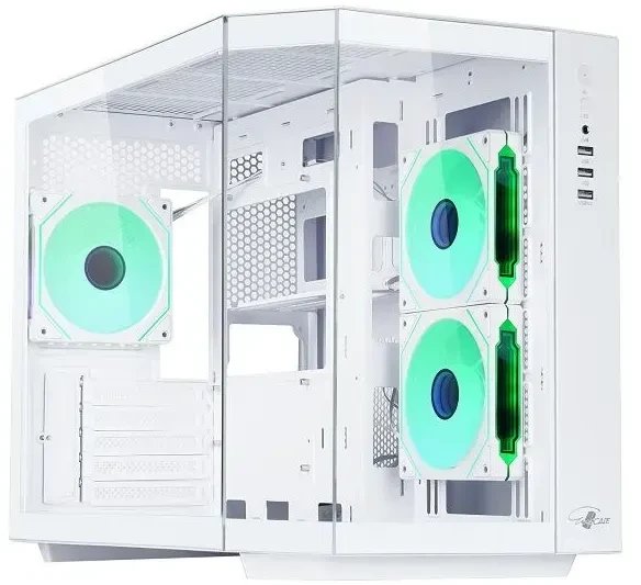 Корпус Eurocase M2771 white, без БП, mATX, закаленное стекло 2 стороны