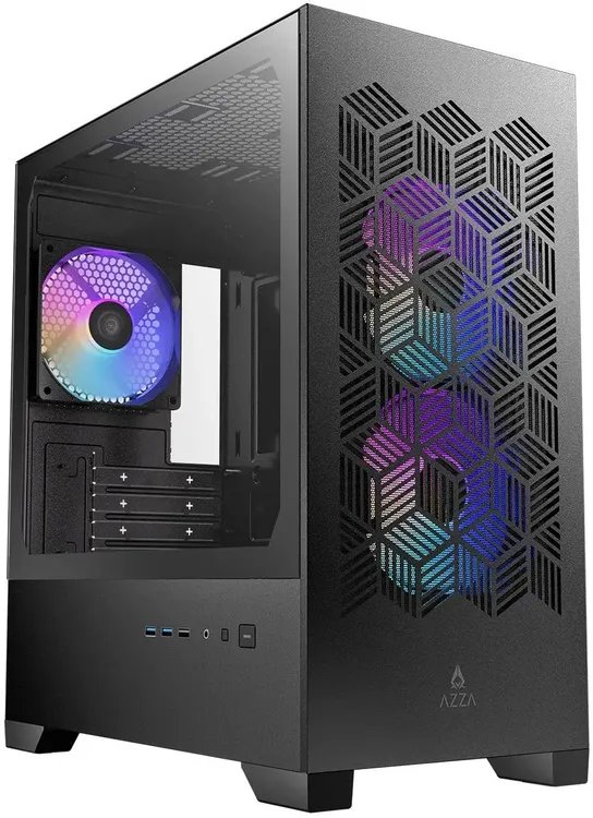 Корпус AZZA Aerohex-M (csaz-203a03m), без БП, mATX, черный