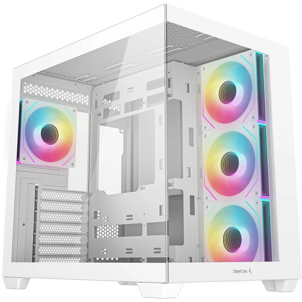 Корпус Deepcool CG530 4F WH без БП, боковое окно (панорама), 3x120мм ARGB Reverce вентилятора на боковой стенке, 1x120мм ARGB вентилятор сзади, белый