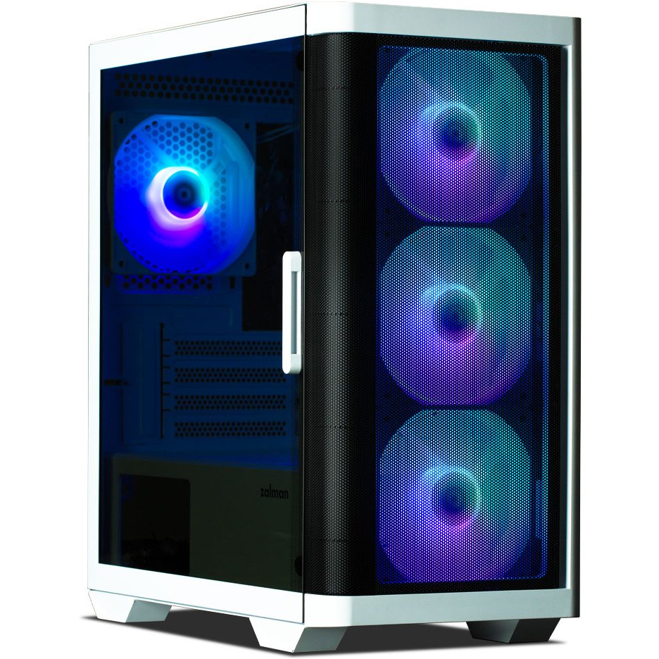 Корпус ZALMAN M4 White, MATX, White, Window, 1xCombo (3.5'' or 2.5''), 1x3.5", 2x2.5", 1xUSB2.0, 2xUSB3.0, Front 3x120mm ARGB, Rear 1x120mm ARGB