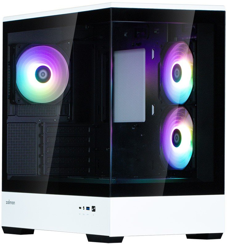 Корпус ZALMAN P30 BW, без БП, боковое окно (закаленное стекло), черно-белый, mATX