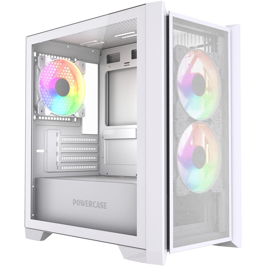 Корпус Powercase Alisio Micro Z3W ARGB V2 (CAMZW-A3-V2), Tempered Glass, 3x 120mm ARGB fan, белый, mATX