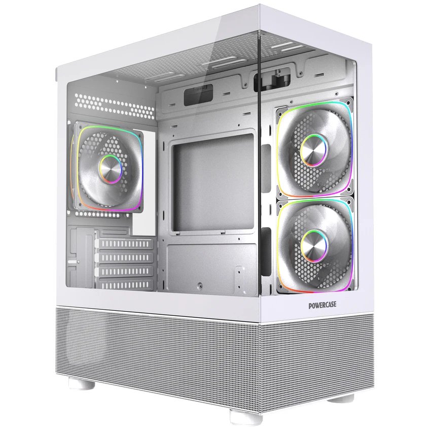 Корпус Powercase Vision Micro M2 ARGB (CVMWM2-A3), Tempered Glass, 3x 120mm ARGB PWM Fan, белый, mATX