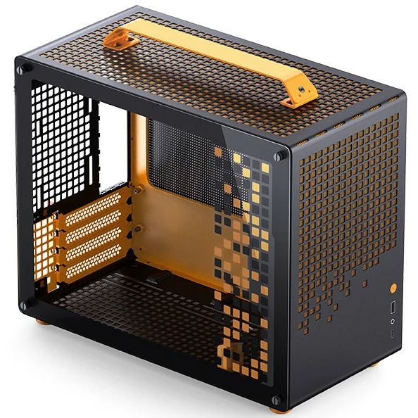 Корпус JONSBO Jonsplus Z20 Orange/Black без БП, боковая панель из закаленного стекла, mini-ITX, micro-ATX, черно-оранжевый