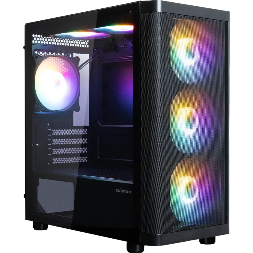 Корпус ZALMAN M4 SE, MATX, Black, Window, 1xCombo (3.5'' or 2.5''), 1x3.5", 2x2.5", 2xUSB2.0,1xUSB3.0, Front 3x120mm FRGB, TOP 2x120mm FRGB