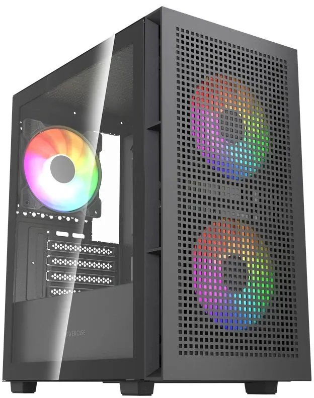 Корпус Powercase Mistral SM05 ARGB (CMMSM05B-A3), Tempered Glass, 3x120mm ARGB PWM fans, чёрный, mATX