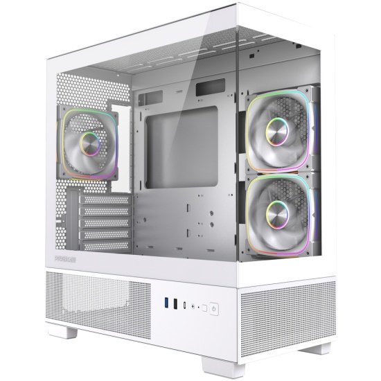 Корпус Powercase Vision Micro S4W (CVMMSHW-A3), Tempered Glass, Type-C, 3x 120mm ARGB PWM Fan, ARGB+PWM HUB, белый, mATX