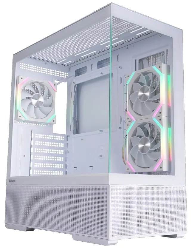 Корпус 1STPLAYER CV7 ARGB White (CV7-WH-2FAR-W-2FH7R-W-1FH7-W) / ATX / 3x120mm ARGB 2x120mm fans