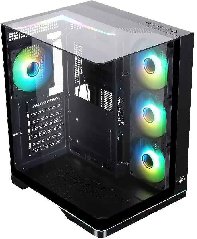 Корпус Eurocase A2751 черный, без БП, ATX, боковая и фронтальная панель из закалённого стекла, USB 3.0, USB Type-C
