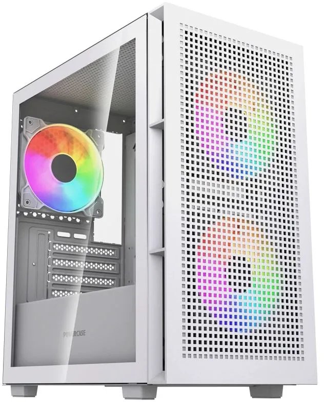 Корпус Powercase Mistral SM05 ARGB (CMMSM05W-A3), Tempered Glass, 3x120mm ARGB PWM fans, белый, mATX