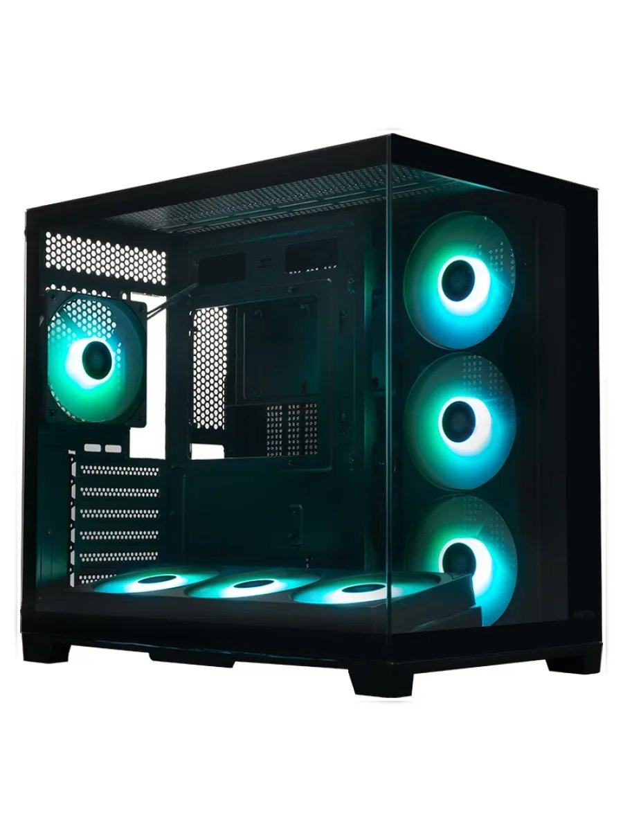 Корпус XASTRA QR500 7ARGB-FC-C6-UC Black (QR500-2FA36A-1FC12A-C6-UC)ATX/Aquarium/2 Curve Gl/2x360mm+1*120mm ARGB PWM FC fans/Argb+PWM HUB 6port/Type-C