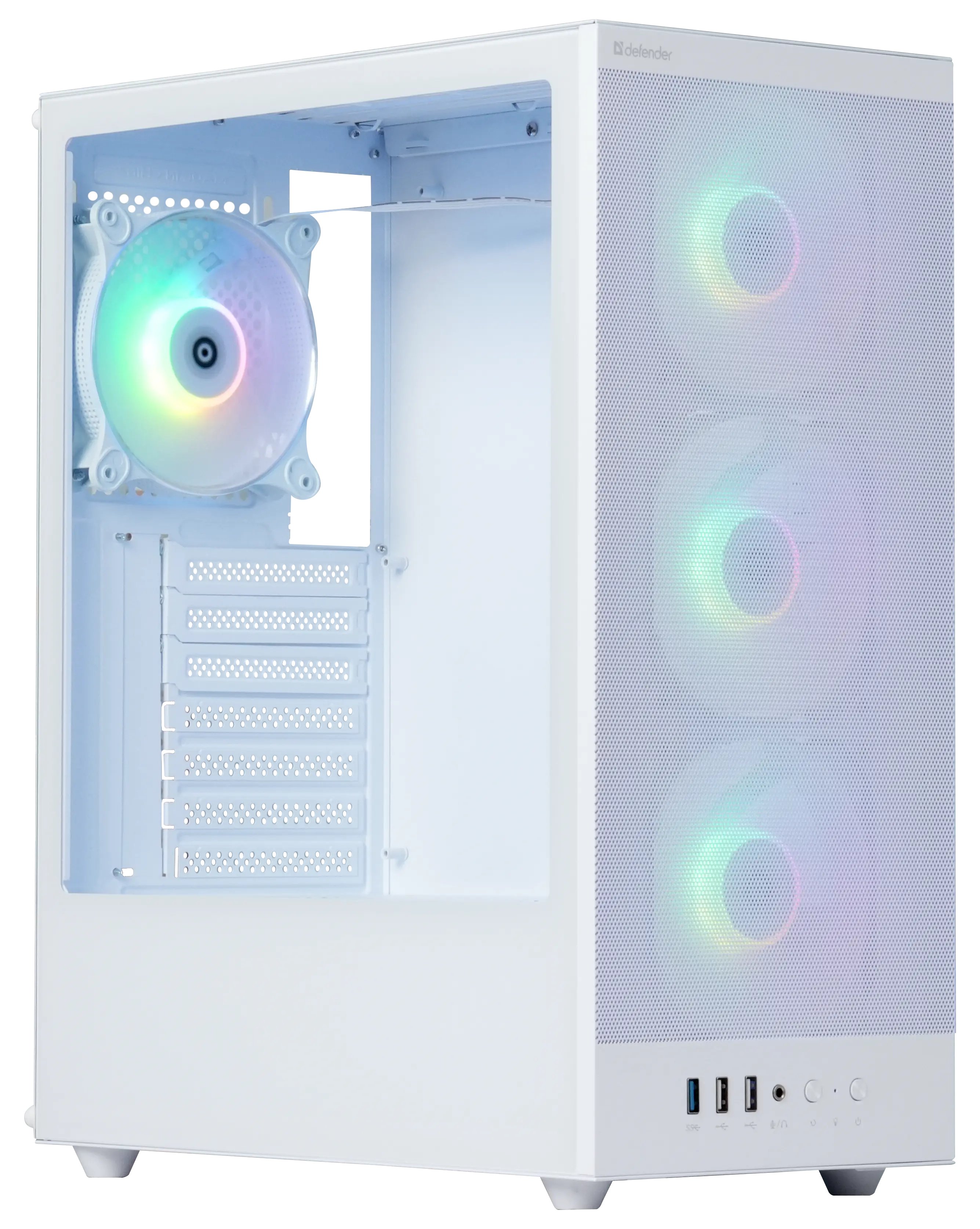Корпус Defender RaptorX (25123) белый, ATX, 4fans, switch M/BSync