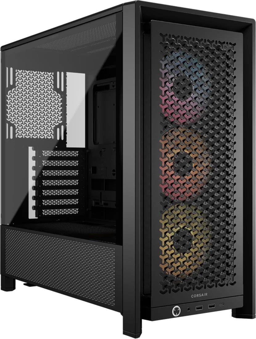 Корпус Corsair Frame 4000D RS ARGB (CC-9011296-WW), без БП, Midi-Tower, TG, 3x120mm 2xUSB-A 3.2, 1xUSB Type-C, E-ATX, ATX, mITX Black